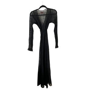 Vintage Y2K Suss Design Black Mohair Maxi Wrap Sweater – Loose Knit Empire Waist